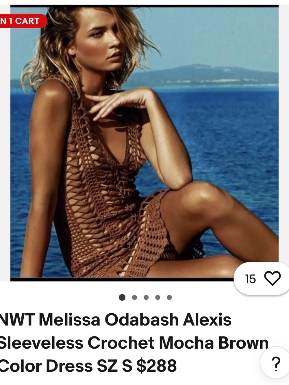 Melissa Odabash Rust Brown Crochet Knit Sweater dress